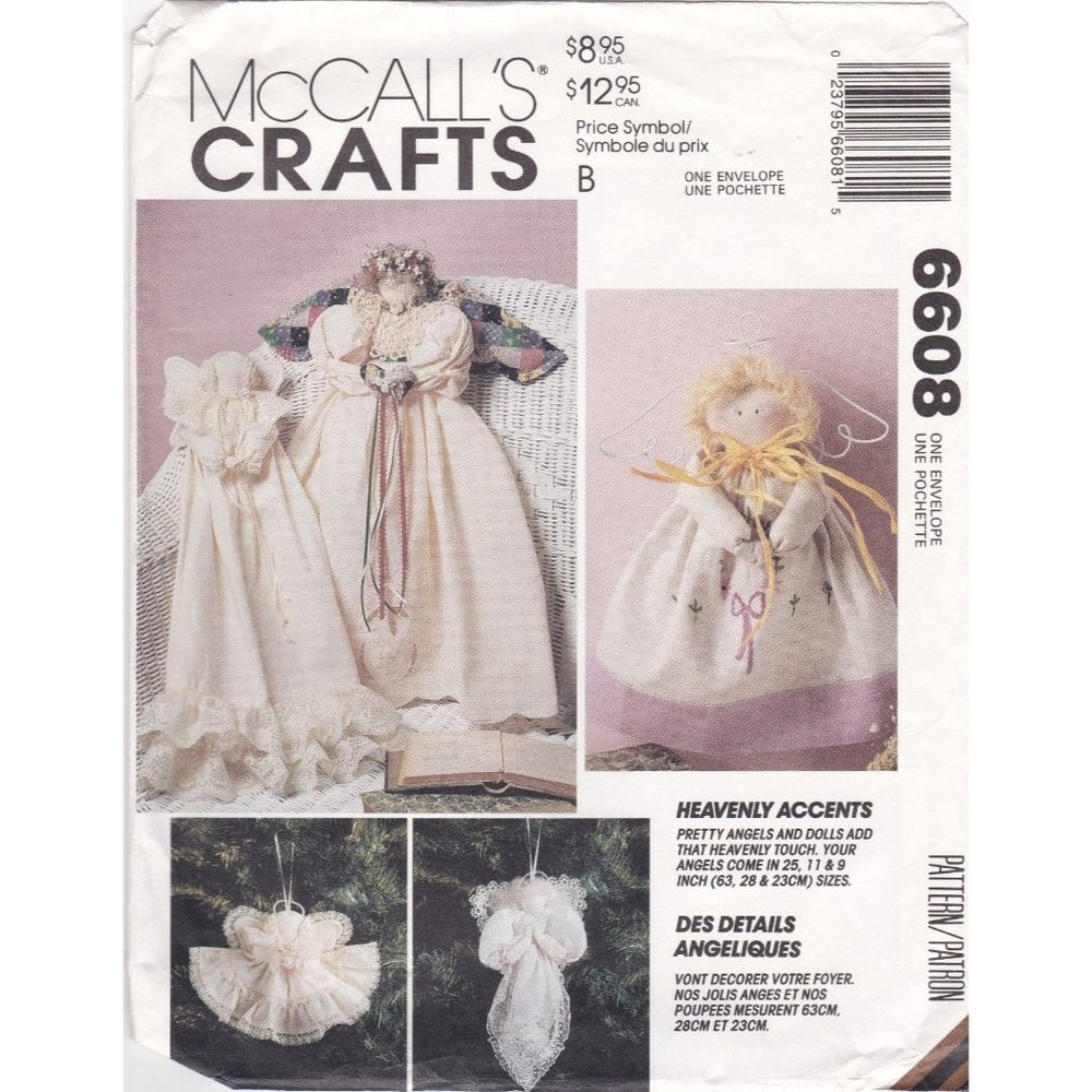UNCUT Vintage Sewing PATTERN McCalls Crafts 6608, Heavenly Accents 1993 Angels